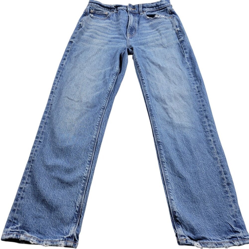 American Eagle Jeans Womens 6 Short Super High Rise Straight Denim Distressed